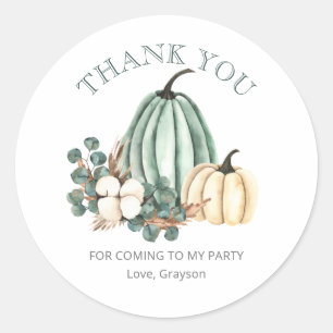 Fall Pumpkin 1st Birthday Thank You Classic Round Sticker