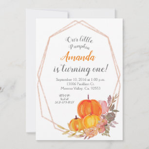 Fall Pumpkin 3rd birthday Invitation