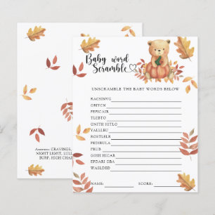 Fall pumpkin and bear - Baby Word Scramble Game