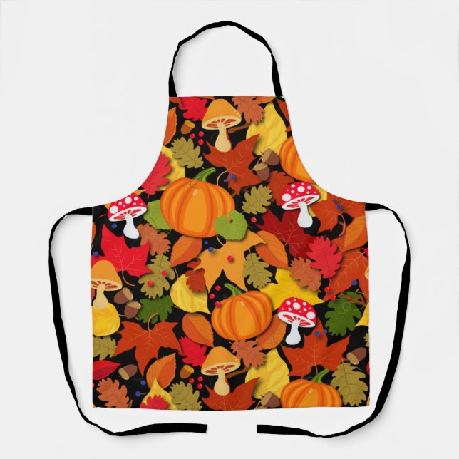 Fall Pumpkin and Leaves Apron (Front)