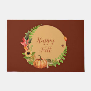 Fall pumpkin and nature with customisable text doormat