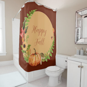 Fall pumpkin and nature with customisable text  shower curtain