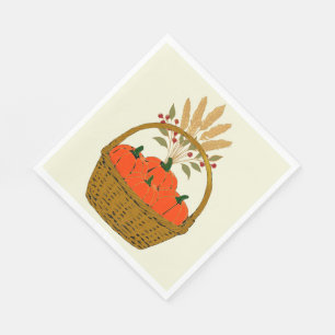 🍂 **Fall Pumpkin and Wheat Basket Dinner Napkins