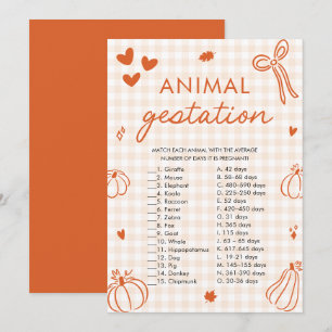 Fall Pumpkin Animal Gestation Baby Shower Game Invitation