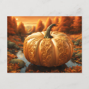 Fall Pumpkin Artwork Postcard