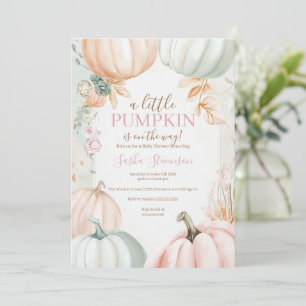 Fall pumpkin autumn baby shower invitation