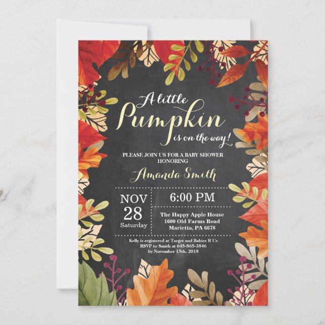 Fall Pumpkin Autumn Baby Shower Invitation (Front)