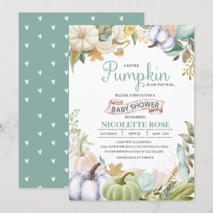 Fall Pumpkin Autumn Baby Shower Invitation Boy