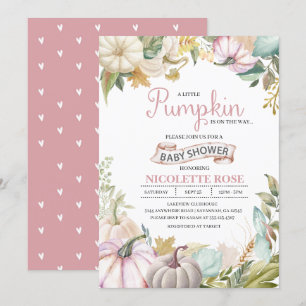 Fall Pumpkin Autumn Baby Shower Invitation Girl