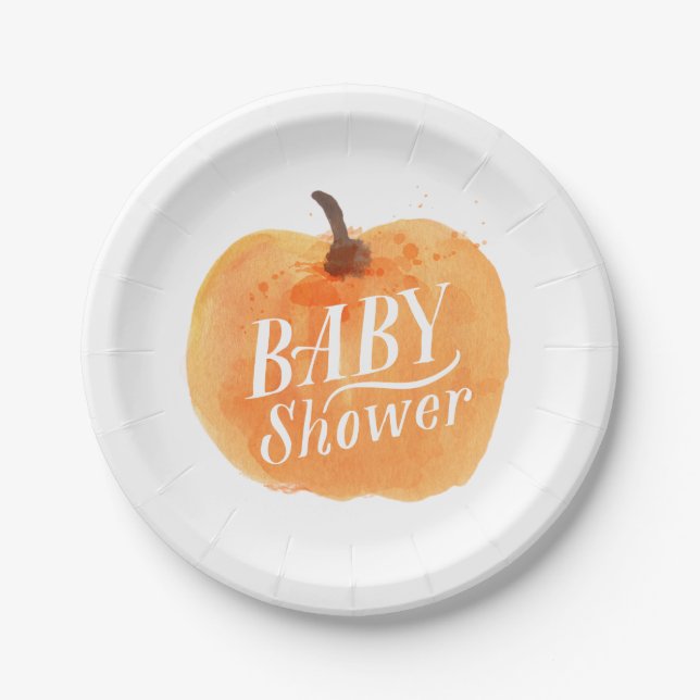 Fall Pumpkin Autumn | Baby Shower Paper Plate (Front)
