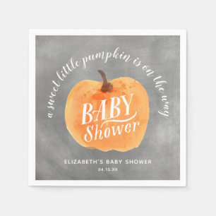 Fall Pumpkin Autumn Chalkboard Baby Shower Napkin