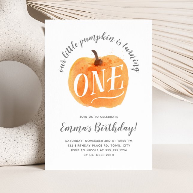 Fall Pumpkin Autumn First Birthday Invitation (Creator Uploaded)