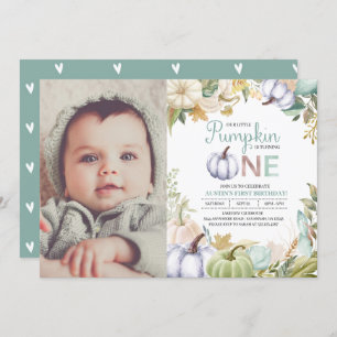 Fall Pumpkin Autumn First Birthday Invitation Boy