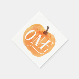 Fall Pumpkin Autumn   First Birthday Napkin
