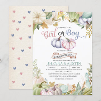 Fall Pumpkin Autumn Gender Reveal Invitation