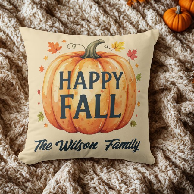 fall pumpkin autumn orange watercolor  cushion (Creator Uploaded)