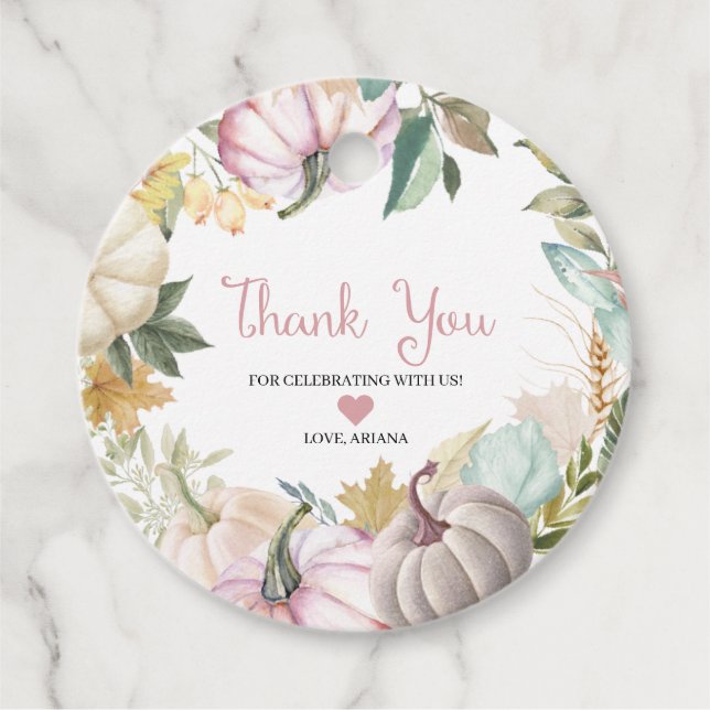 Fall Pumpkin Autumn Thank You Favour Tag (Front)