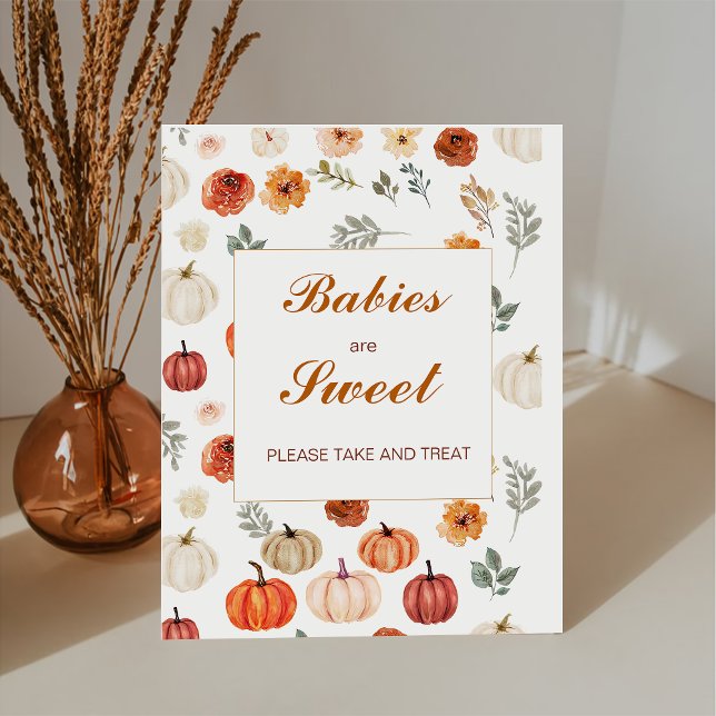 Fall Pumpkin Babies Are Sweet Baby Shower Pedestal Sign (Creator Uploaded)