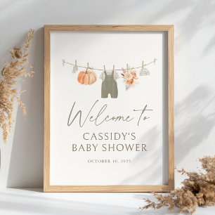 Fall Pumpkin Baby Clothes Baby Shower Welcome Sign