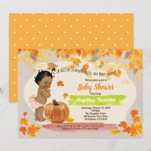 Fall pumpkin baby girl shower rustic vintage invitation