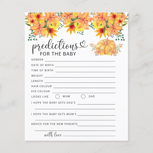 Fall pumpkin baby predictions and advice (Front)