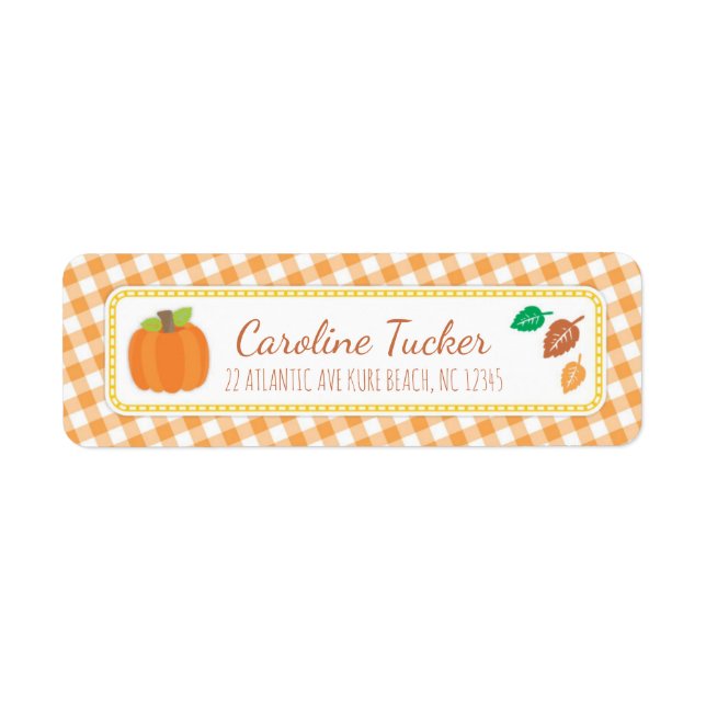 Fall Pumpkin Baby Shower Address Label (Front)