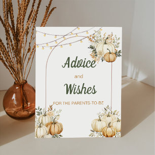 Fall Pumpkin Baby Shower Advice and Wishes  Pedestal Sign