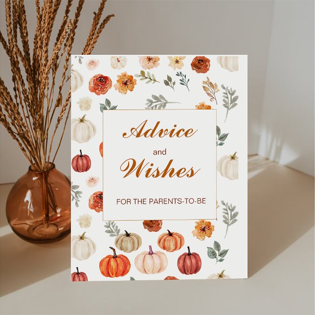 Fall Pumpkin Baby Shower Advice and Wishes  Pedestal Sign (Creator Uploaded)