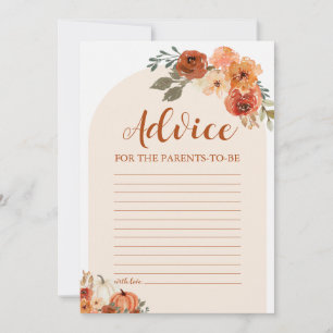 Fall Pumpkin Baby Shower Advice for the Parents Invitation