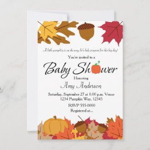 Fall Pumpkin Baby Shower Autumn Invitation