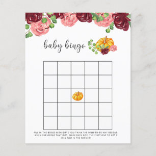 Fall pumpkin baby shower bingo game