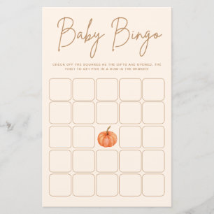 Fall Pumpkin Baby Shower Bingo Game