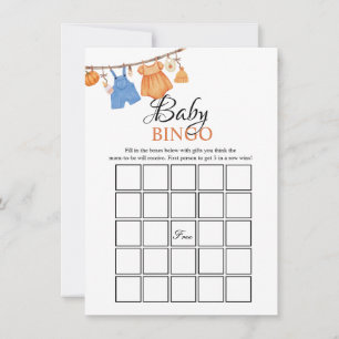Fall Pumpkin Baby shower bingo  Game Card