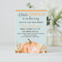 Fall Pumpkin Baby Shower Blue, 