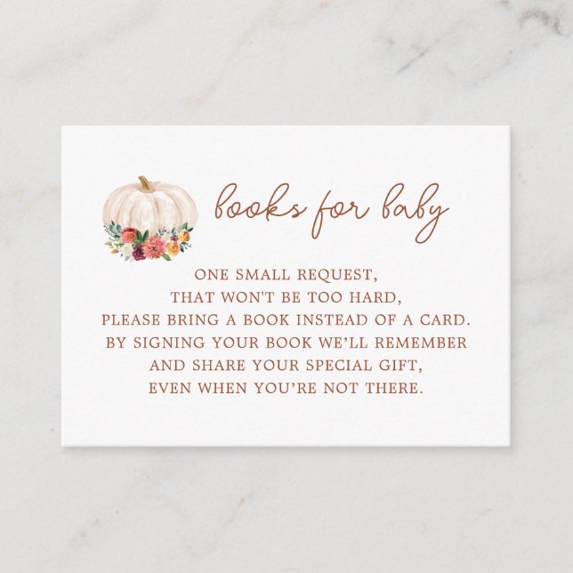 Fall Pumpkin Baby Shower Book Request Enclosure Card (Front)