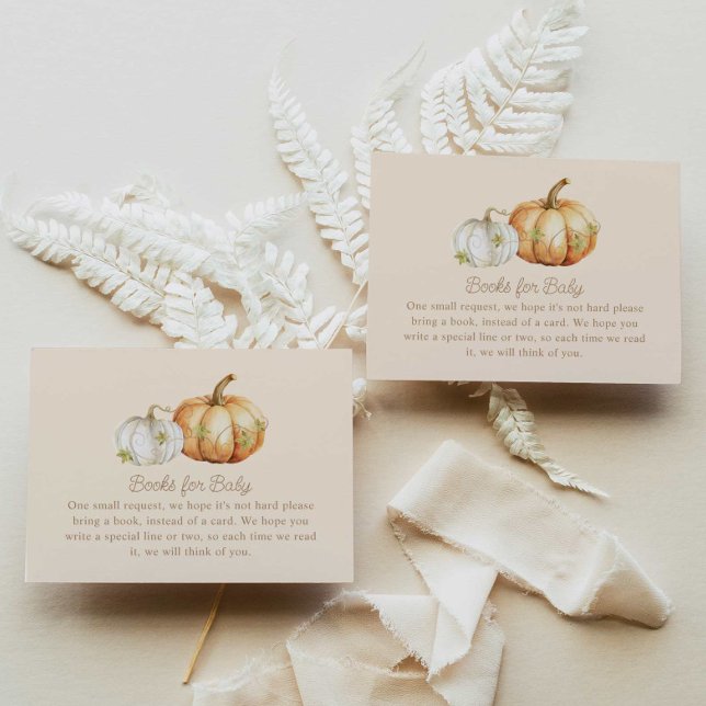 Fall Pumpkin Baby Shower Books for Baby Enclosure Card (Creator Uploaded)