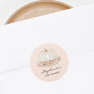Fall Pumpkin Baby Shower  Classic Round Sticker