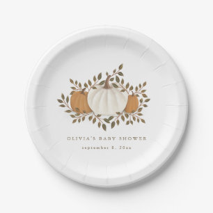 Fall Pumpkin Baby Shower Decor and Decorations Paper Plate