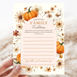 Fall Pumpkin Baby Shower Family Traditions Card