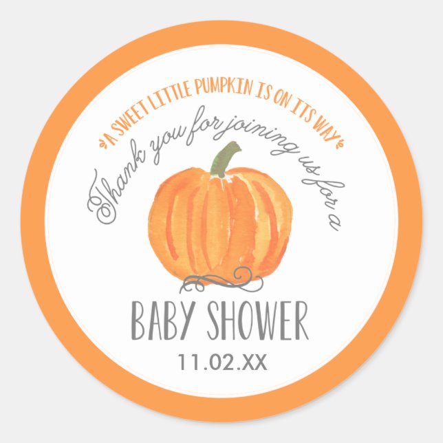 Fall Pumpkin | Baby Shower Favour Label Stickers (Front)