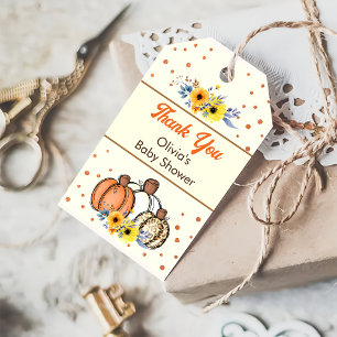 Fall Pumpkin Baby Shower Favour Thank You Gift Tags