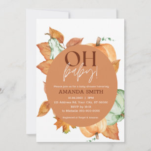 Fall Pumpkin Baby Shower, Gender Neutral, Oh Baby Invitation