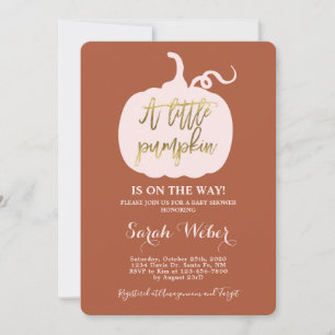 Fall pumpkin baby shower girl invitation