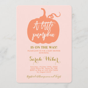 Fall pumpkin baby shower girl invitation