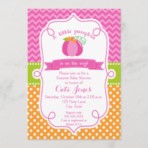 Fall Pumpkin Baby Shower, Girl Pumpkin Invitation