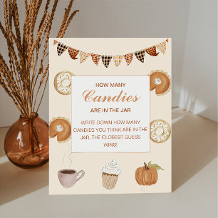 Fall Pumpkin Baby Shower Guess How Many Candies Pedestal Sign