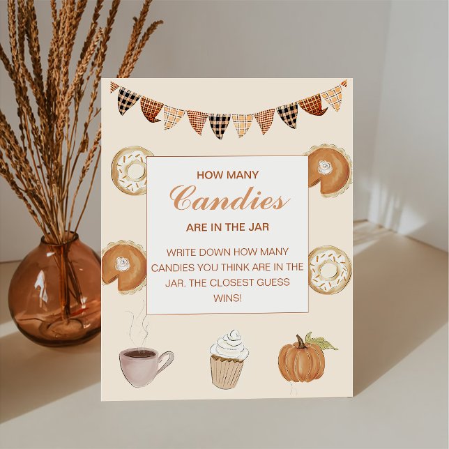 Fall Pumpkin Baby Shower Guess How Many Candies Pedestal Sign (Creator Uploaded)