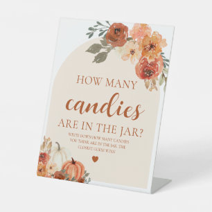 Fall Pumpkin Baby Shower Guess How Many Candies Pedestal Sign