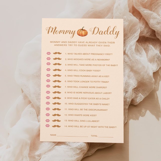 Fall Pumpkin Baby Shower Guess Who Mummy or Daddy  (Creator Uploaded)