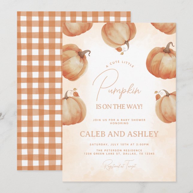Fall Pumpkin Baby Shower Invitation (Front/Back)
